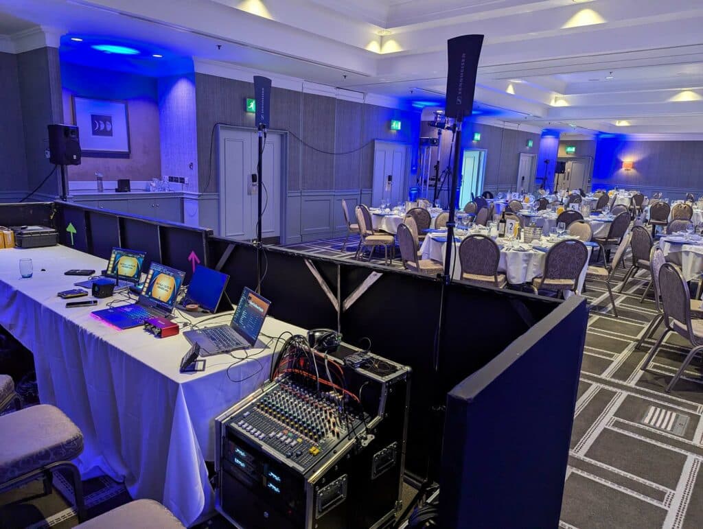 dr falk guts uk awards evening 2024 hyatt regency birmingham event av tech desk sound mixer